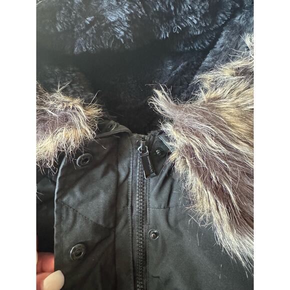BCBGeneration Black parker hooded coat with removeable fur size Large - Picture 5 of 11